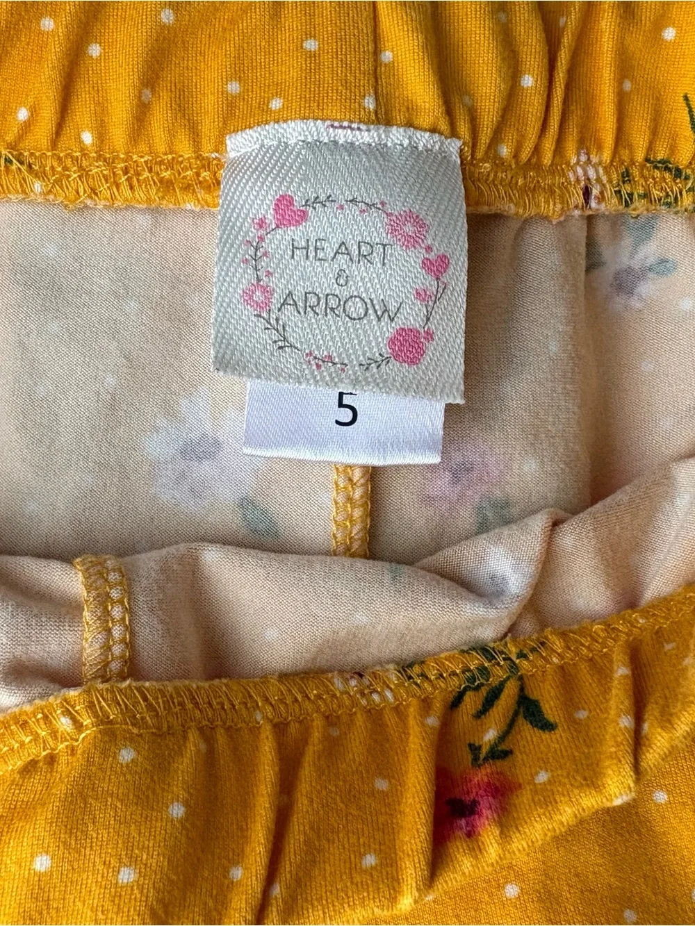 Girls' Mustard Floral Tie-Front Blouse & Pants Matching Set Size 5
